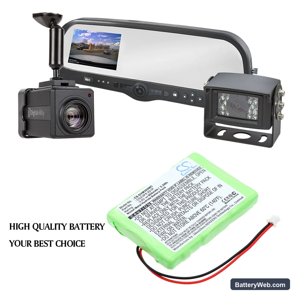 Digital Ally DVM-RMT Replacement Battery, 3.6V, 600mAh, Ni-MH 6