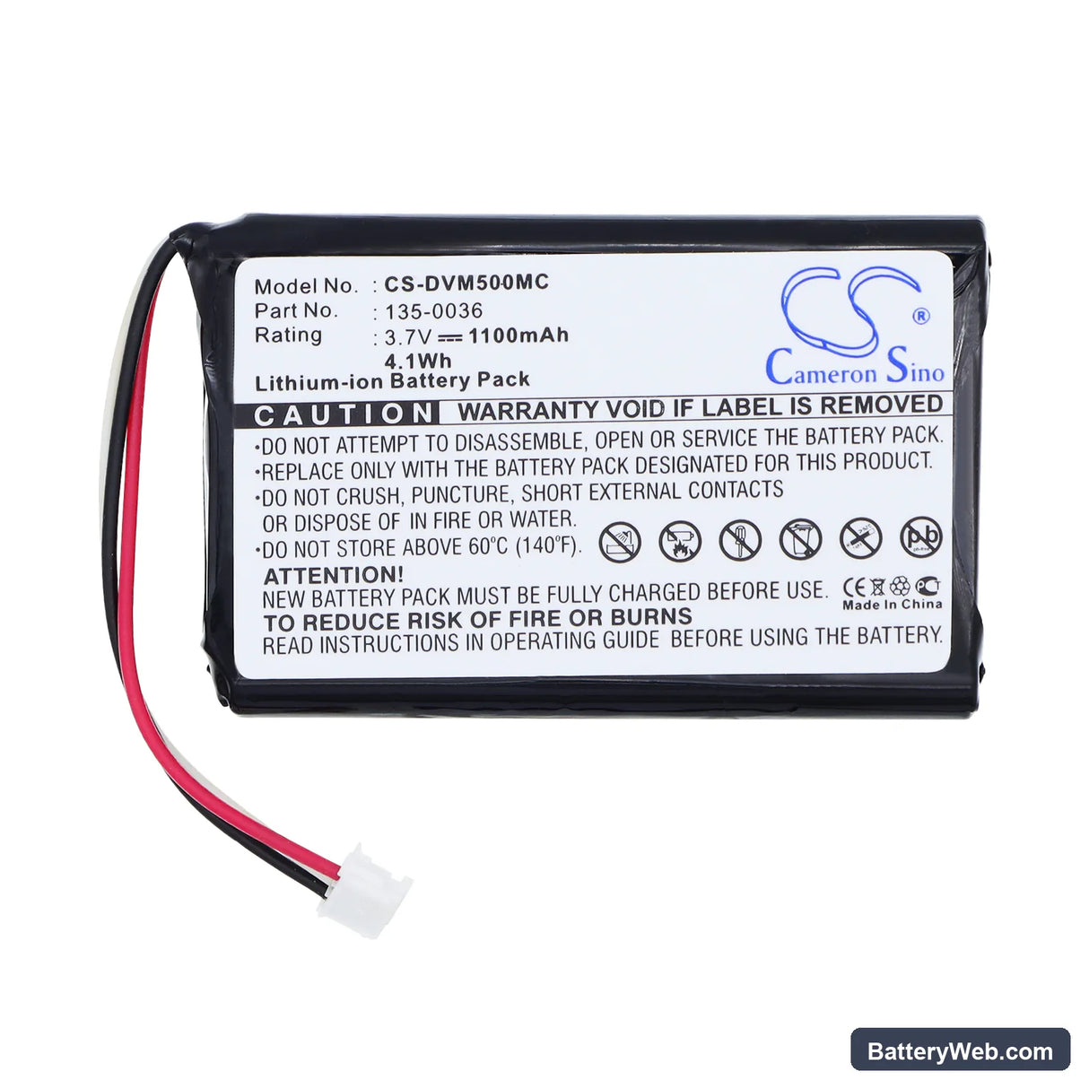 Digital Ally DVM-500PL Replacement Battery, 3.7V, 1100mAh, Li-ion 3