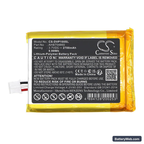 Divoom Ditoo Pro Replacement Battery, 3.7V, 2700mAh, Li-Polymer 3