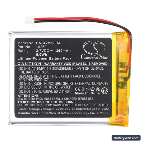 Dual DAB Pocket Radio 5 Replacement Battery, 3.7V, 1350mAh, Li-Polymer 3