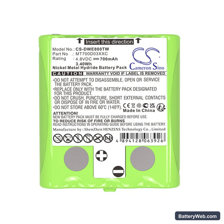 Simvalley PX-1755 Replacement Battery, 4.8V, 700mAh, Ni-MH 5