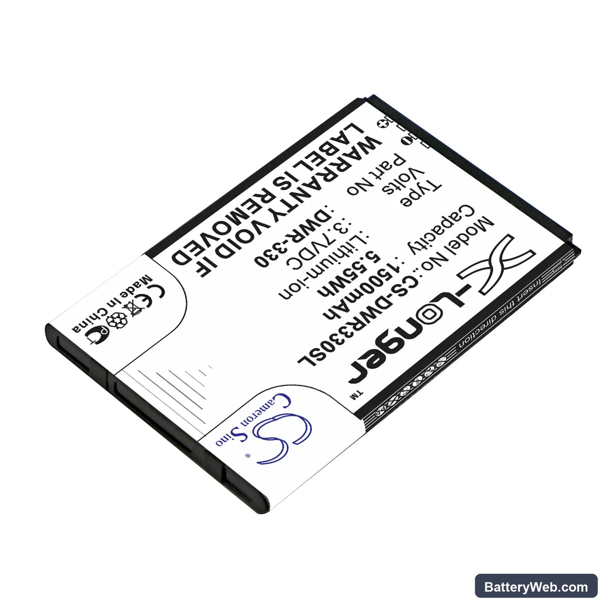 D-Link DWR-330 Replacement Battery, 3.7V, 1500mAh, Li-ion 2