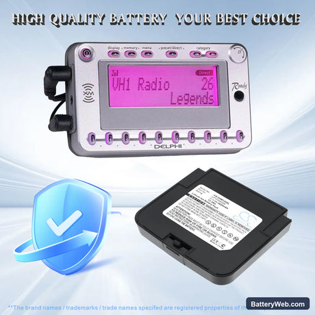 Delphi XM Satellite Radio SA10120 Roady Replacement Battery, 3.7V, 3600mAh, Li-ion 6