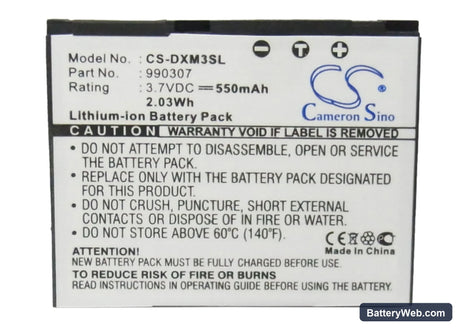 Delphi XM SKYFi 3 Replacement Battery, 3.7V, 550mAh, Li-ion 5