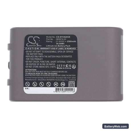 Dyson DC61 Replacement Battery, 21.6V, 2500mAh, Li-ion 6