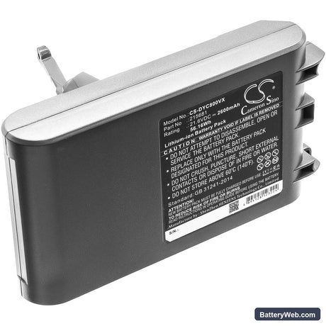 Dyson V8 Replacement Battery, 21.6V, 2600mAh, Li-ion 3