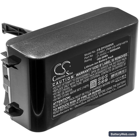 Dyson V8 Replacement Battery, 21.6V, 5000mAh, Li-ion 3