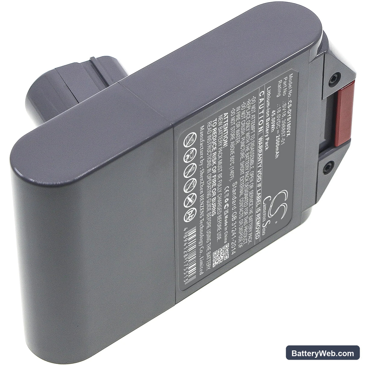 Dyson V10 Slim Replacement Battery, 18V, 2500mAh, Li-ion 4