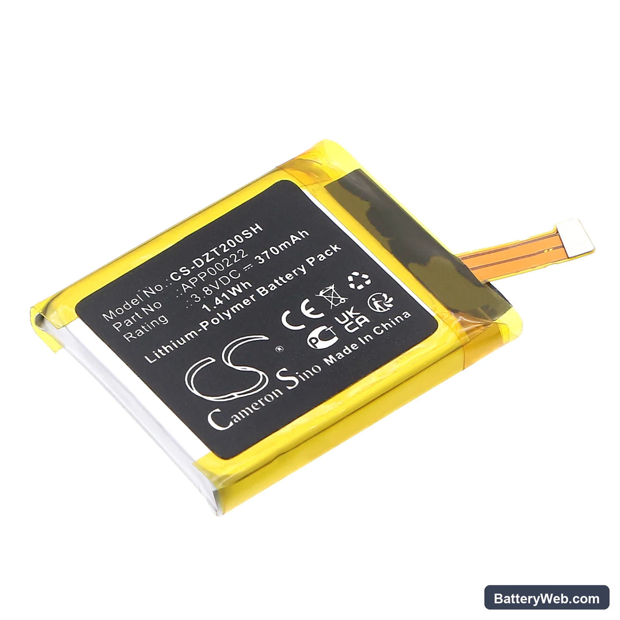 Fossil Q Explorist Gen3 Armani ART5004 Replacement Battery, 3.8V, 370mAh, Li-Polymer 1