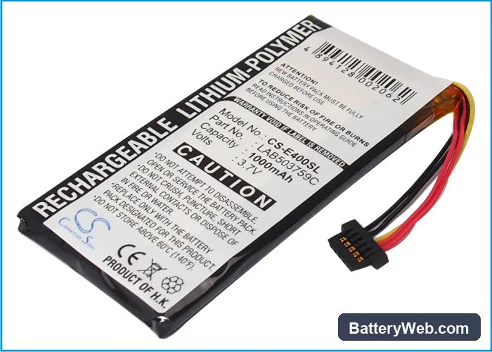 Toshiba E400 Replacement Battery, 3.7V, 1000mAh, Li-Polymer 2