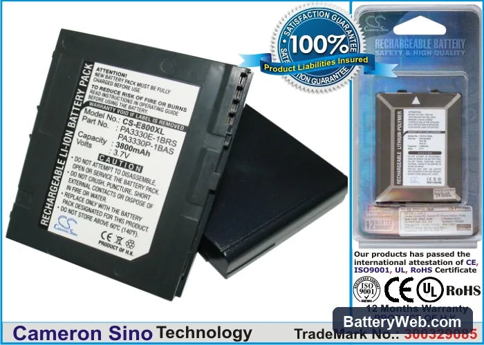 Toshiba E800 Replacement Battery, 3.7V, 3800mAh, Li-ion 1