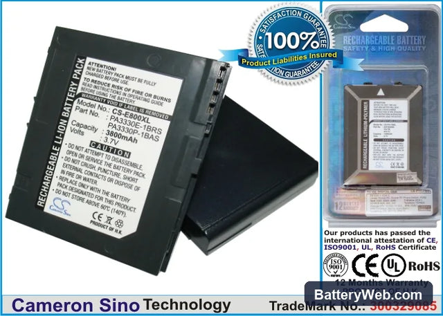 Toshiba E800 Replacement Battery, 3.7V, 3800mAh, Li-ion 1
