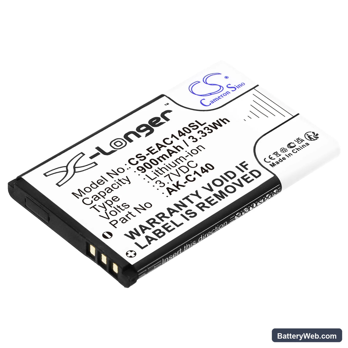 Vienod V105 Replacement Battery, 3.7V, 900mAh, Li-ion 1