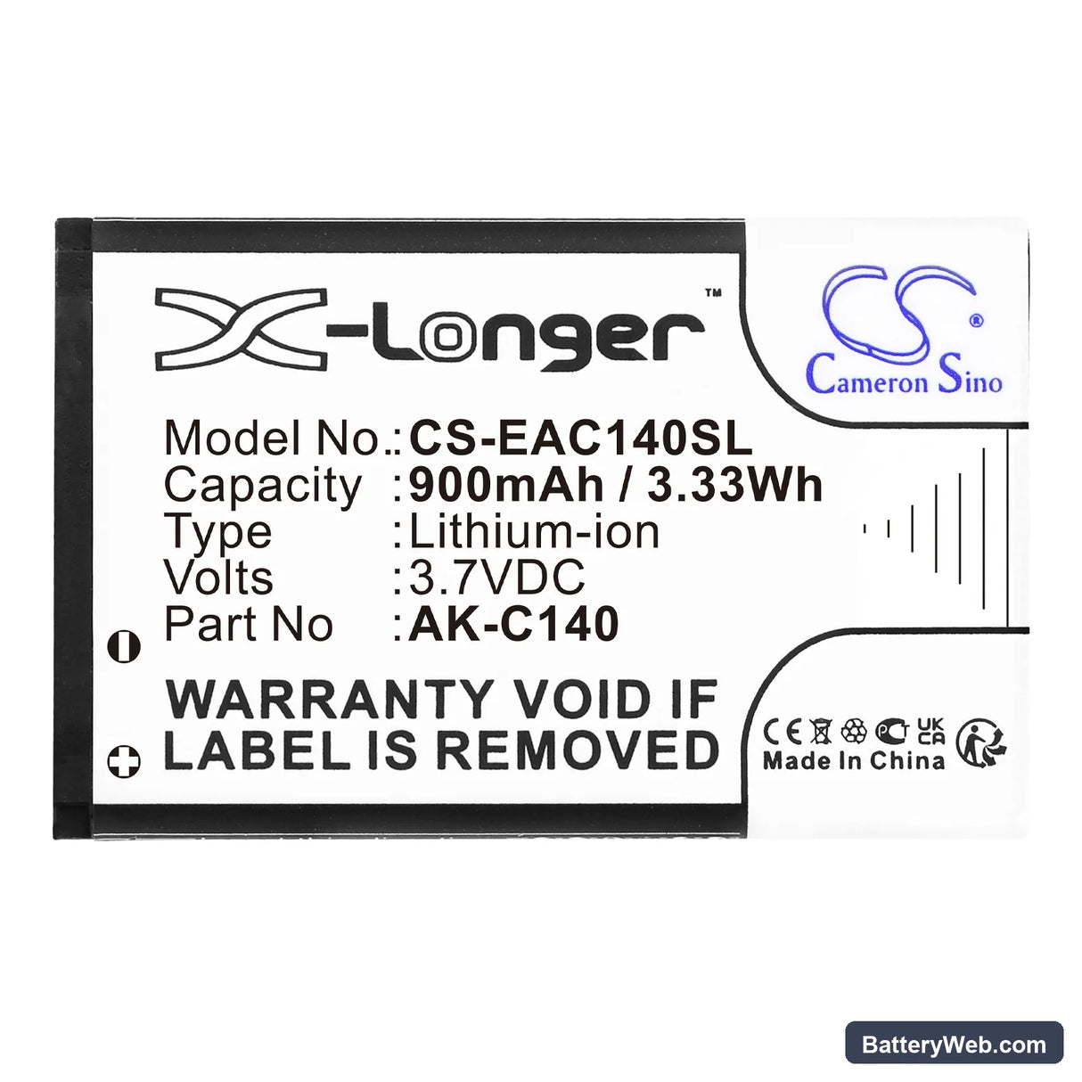 Vienod V105 Replacement Battery, 3.7V, 900mAh, Li-ion 3