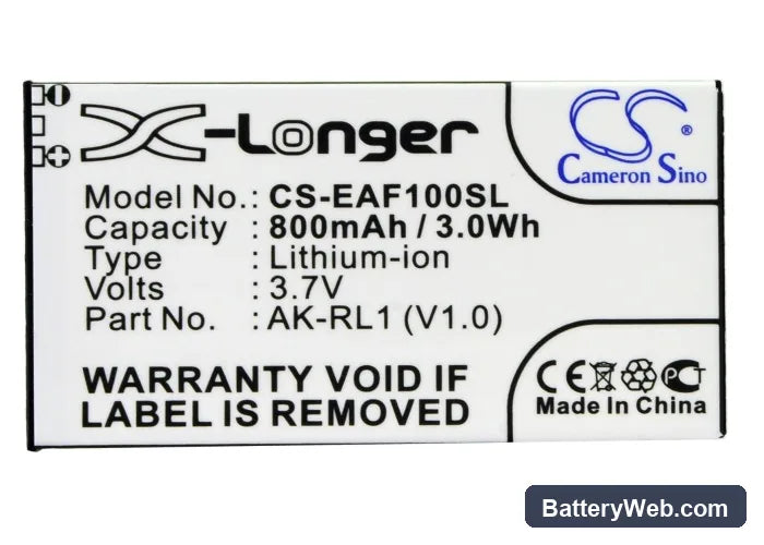 Emporia RL1 Replacement Battery, 3.7V, 800mAh, Li-ion 5