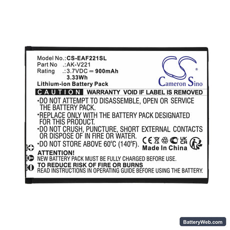 Emporia Active Glam Replacement Battery, 3.7V, 900mAh, Li-ion 3