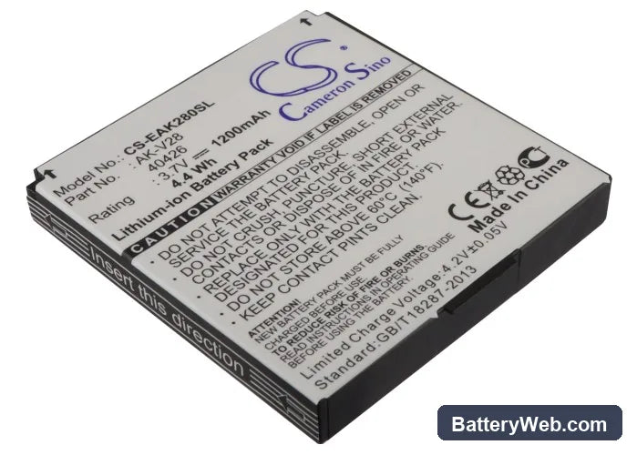 Emporia AK-V28 Replacement Battery, 3.7V, 1200mAh, Li-ion 1