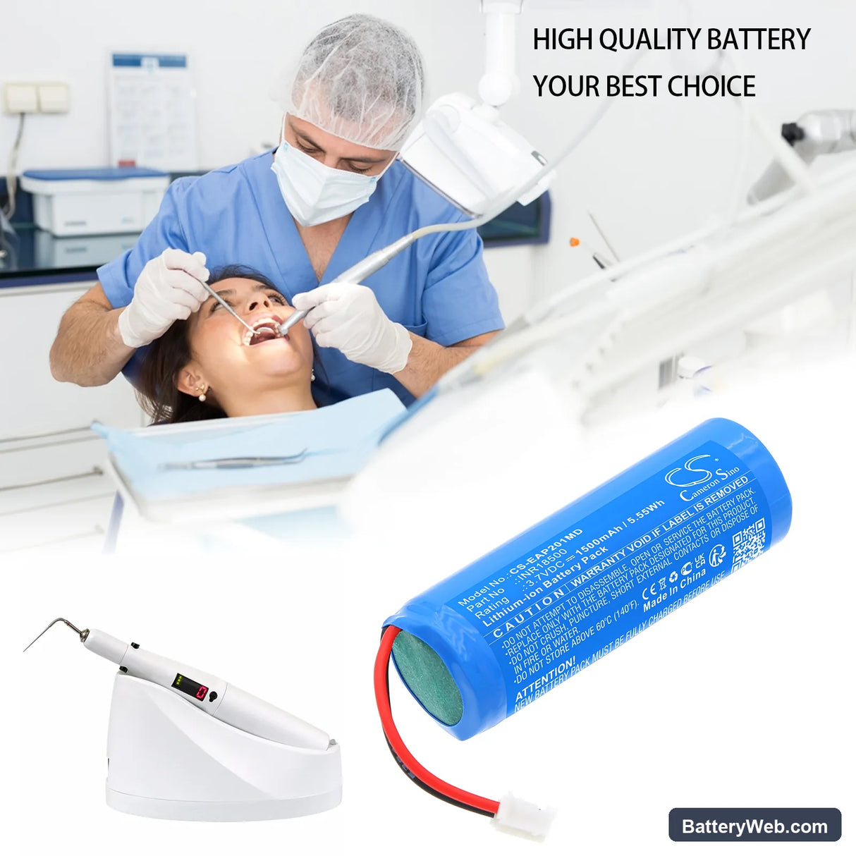 Endodontic Alpha II Resident Replacement Battery, 3.7V, 1500mAh, Li-ion 6