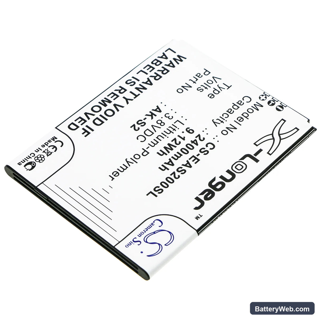 Emporia Smart 2 Replacement Battery, 3.8V, 2400mAh, Li-Polymer 2