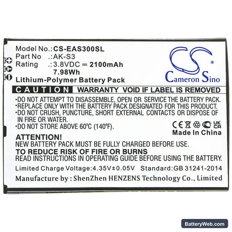 Emporia Smart 3 Replacement Battery, 3.8V, 2100mAh, Li-Polymer 3