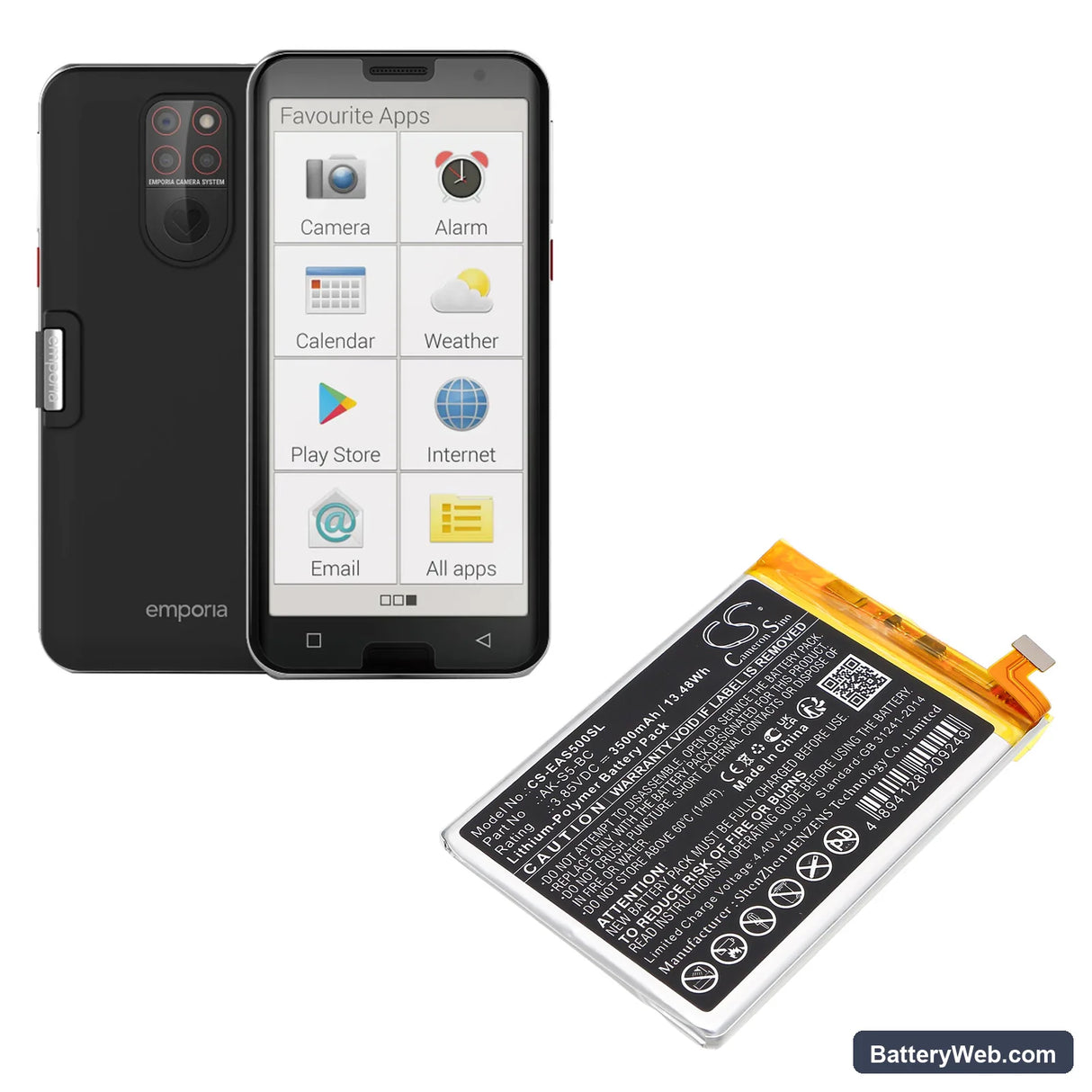 Emporia Smart 5 Replacement Battery, 3.85V, 3500mAh, Li-Polymer 5