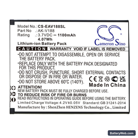 Emporia Touch Smart Replacement Battery, 3.7V, 1100mAh, Li-ion 3