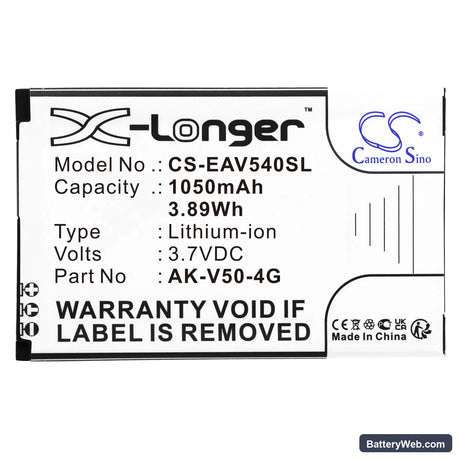 Emporia Active V50 Replacement Battery, 3.7V, 1050mAh, Li-ion 3