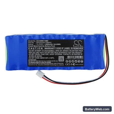 Bionet BM3 Plus Replacement Battery, 12V, 2000mAh, Ni-MH 3