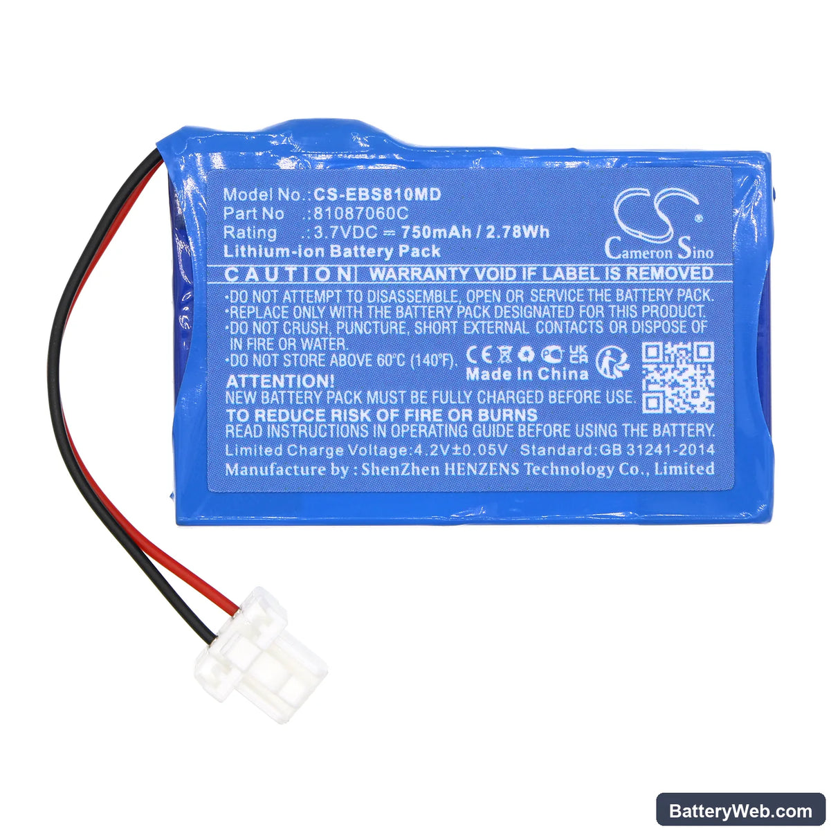 Exogen Bone Stimulator Replacement Battery, 3.7V, 750mAh, Li-ion 3