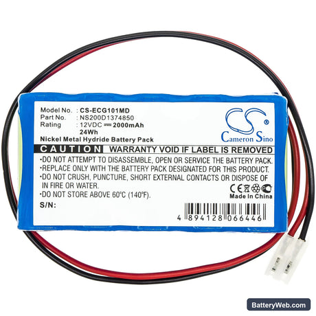 Biocare ECG-101 Replacement Battery, 12V, 2000mAh, Ni-MH 3
