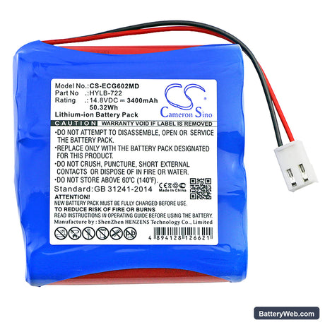 Biocare ECG-6010 Replacement Battery, 14.8V, 3400mAh, Li-ion 3