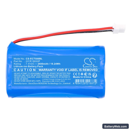 Elcom Euro-150TEi Replacement Battery, 7.4V, 2600mAh, Li-ion 3