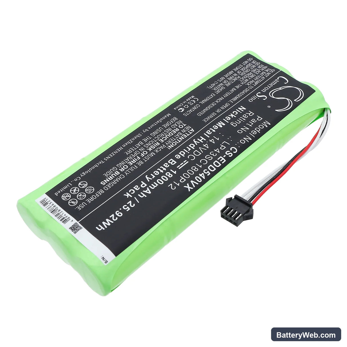 Ecovacs Deebot D523 Replacement Battery, 14.4V, 1800mAh, Ni-MH 2