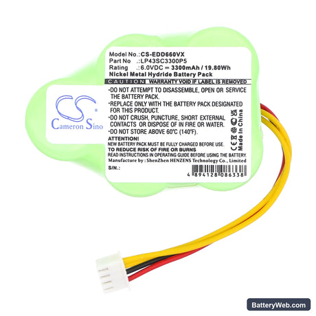 COD 35601130 Replacement Battery, 6V, 3300mAh, Ni-MH 3