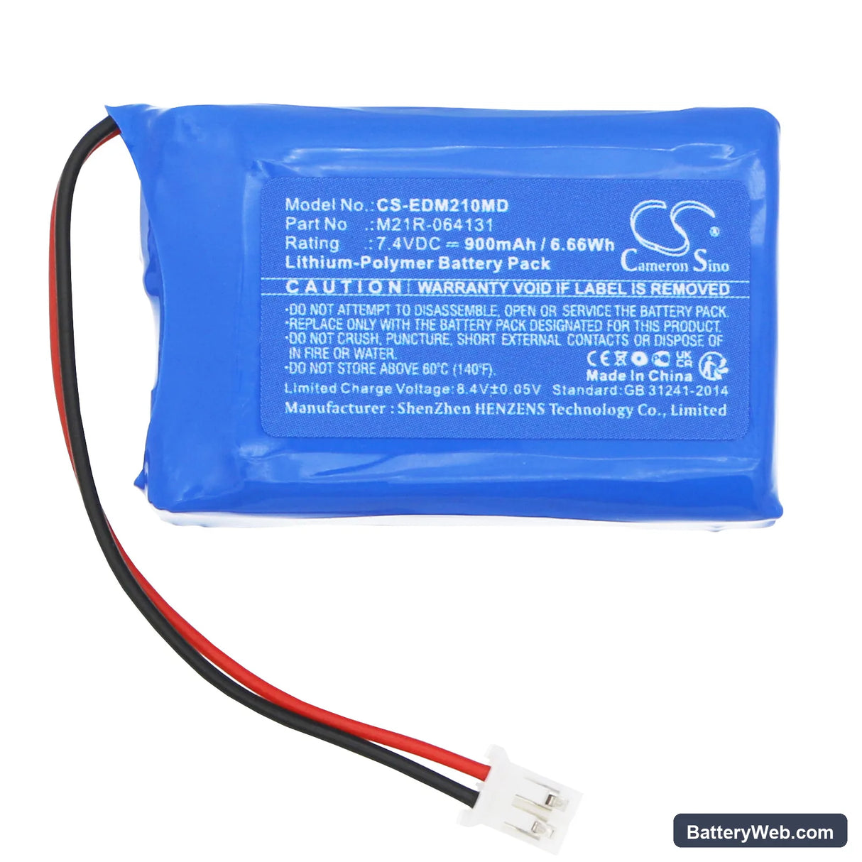 Edan Pro II Doppler Replacement Battery, 7.4V, 900mAh, Li-Polymer 3