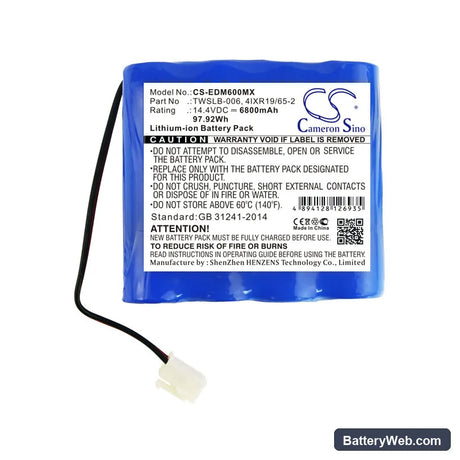 Edan F6 Replacement Battery, 14.4V, 6800mAh, Li-ion 3
