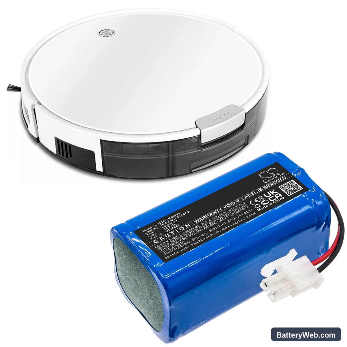 Ecovacs Deebot M82 Replacement Battery, 14.8V, 2600mAh, Li-ion 6