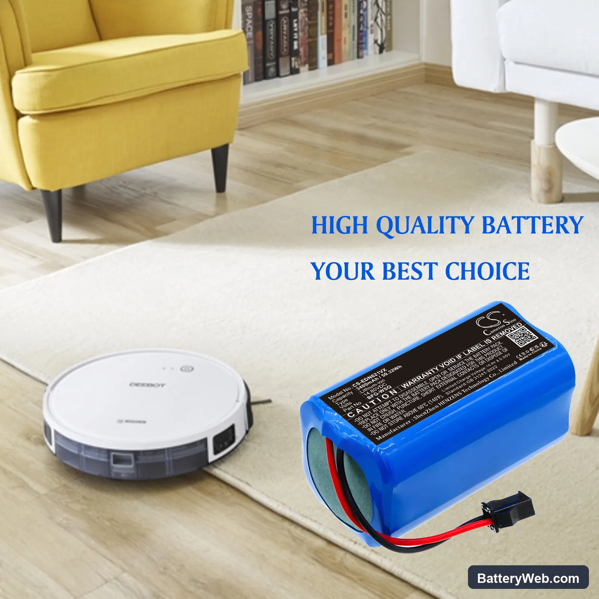 Ecovacs DN620 Replacement Battery, 14.8V, 3400mAh, Li-ion 6