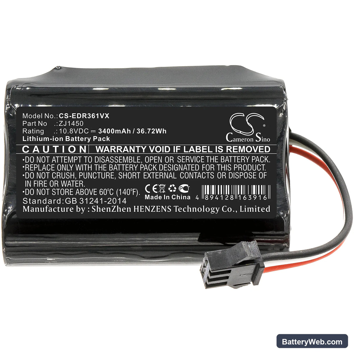 Ecovacs TCR360 Replacement Battery, 10.8V, 3400mAh, Li-ion 3