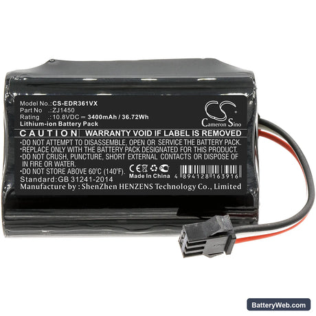 Ecovacs TCR360 Replacement Battery, 10.8V, 3400mAh, Li-ion 3