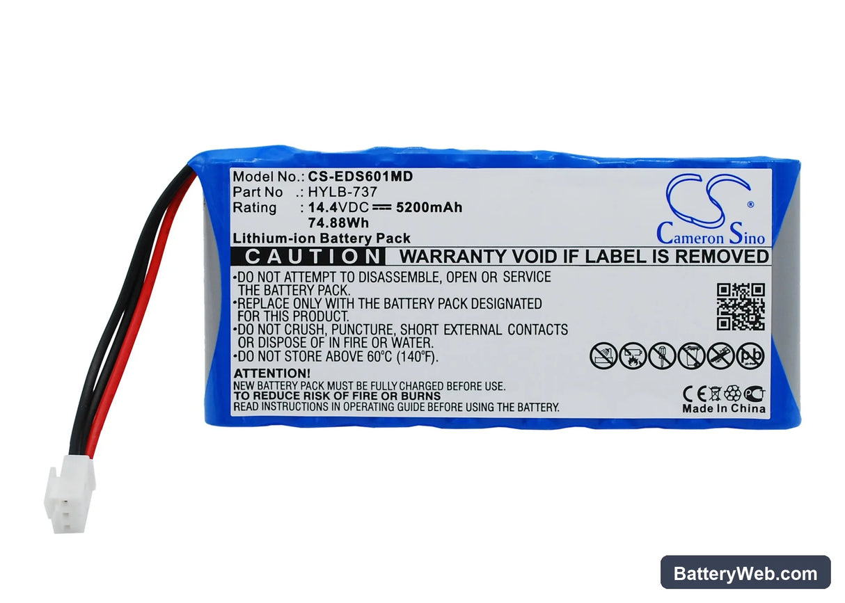 Edan SE-12 Replacement Battery, 14.4V, 5200mAh, Li-ion 1
