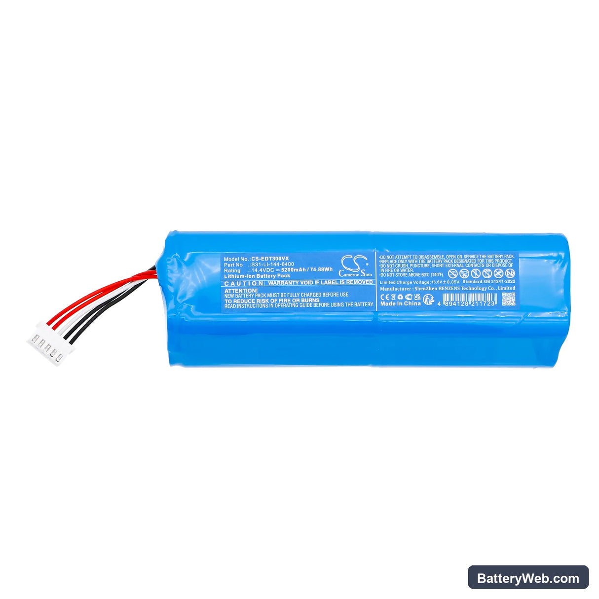 Ecovacs DSX39 Replacement Battery, 14.4V, 5200mAh, Li-ion 3