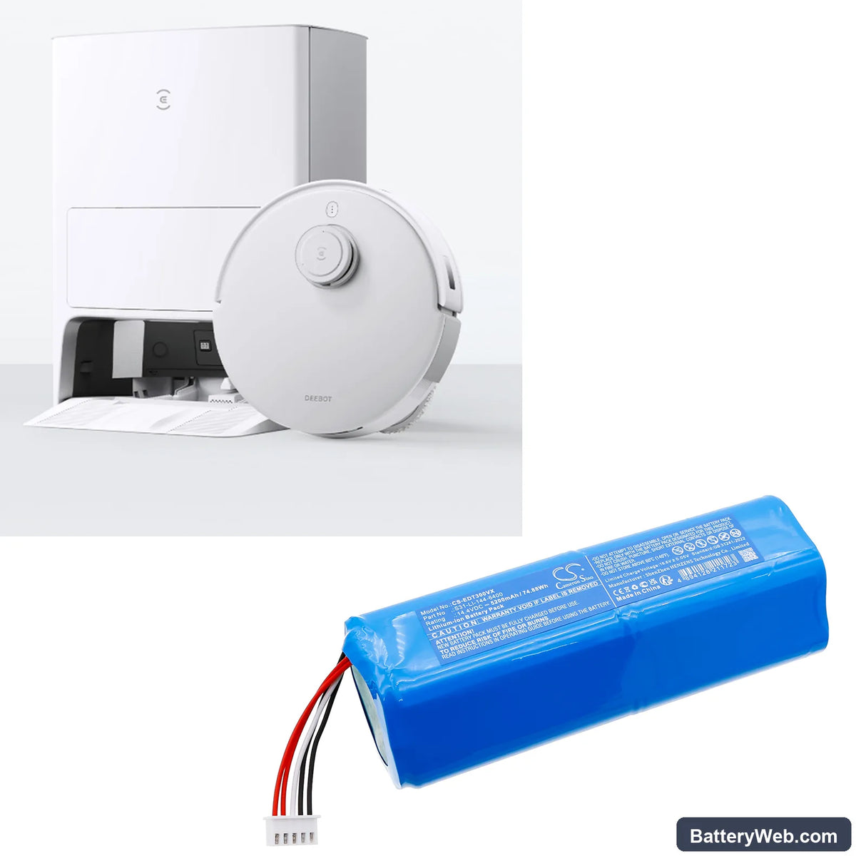 Ecovacs DSX39 Replacement Battery, 14.4V, 5200mAh, Li-ion 6