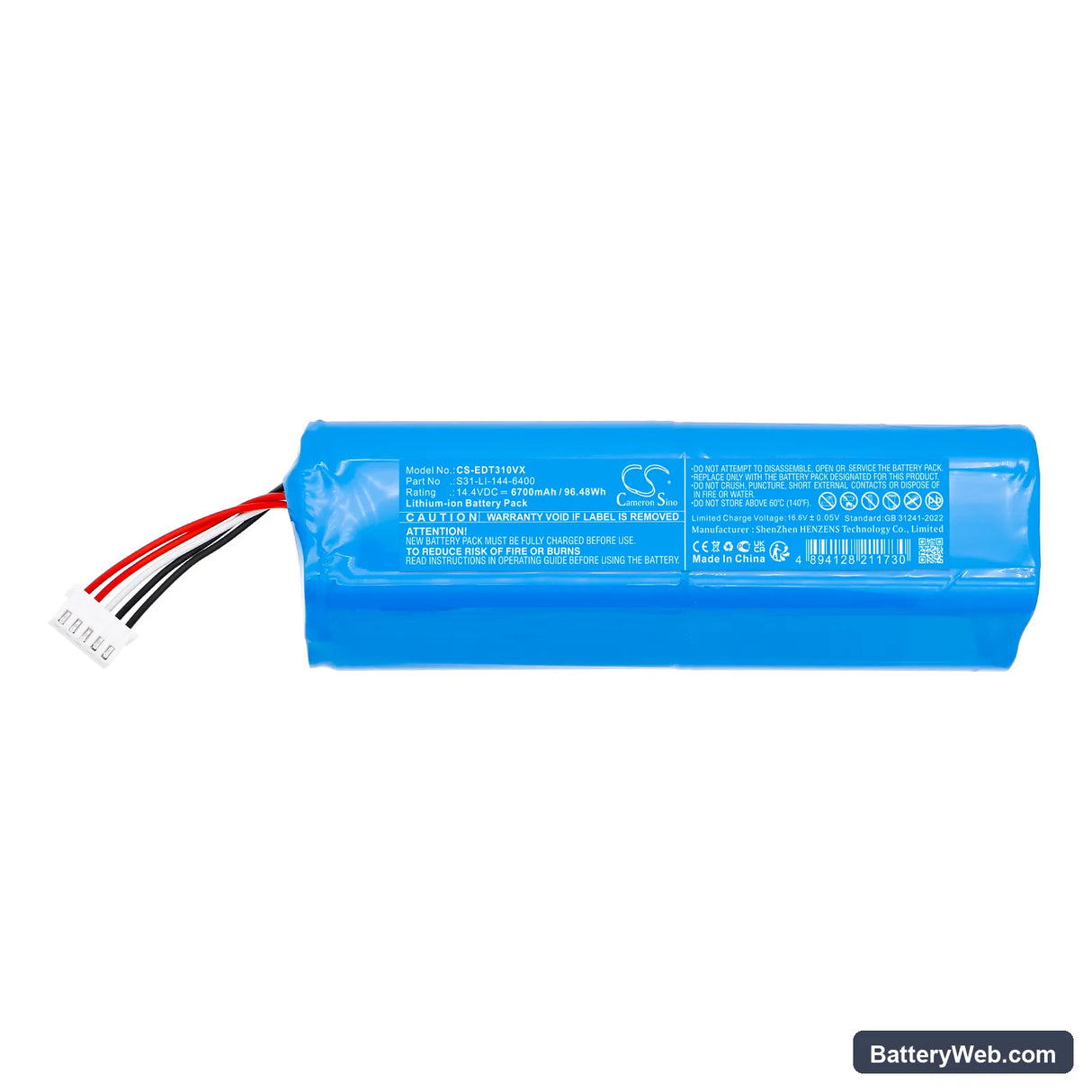 Ecovacs DSX39 Replacement Battery, 14.4V, 6700mAh, Li-ion 3