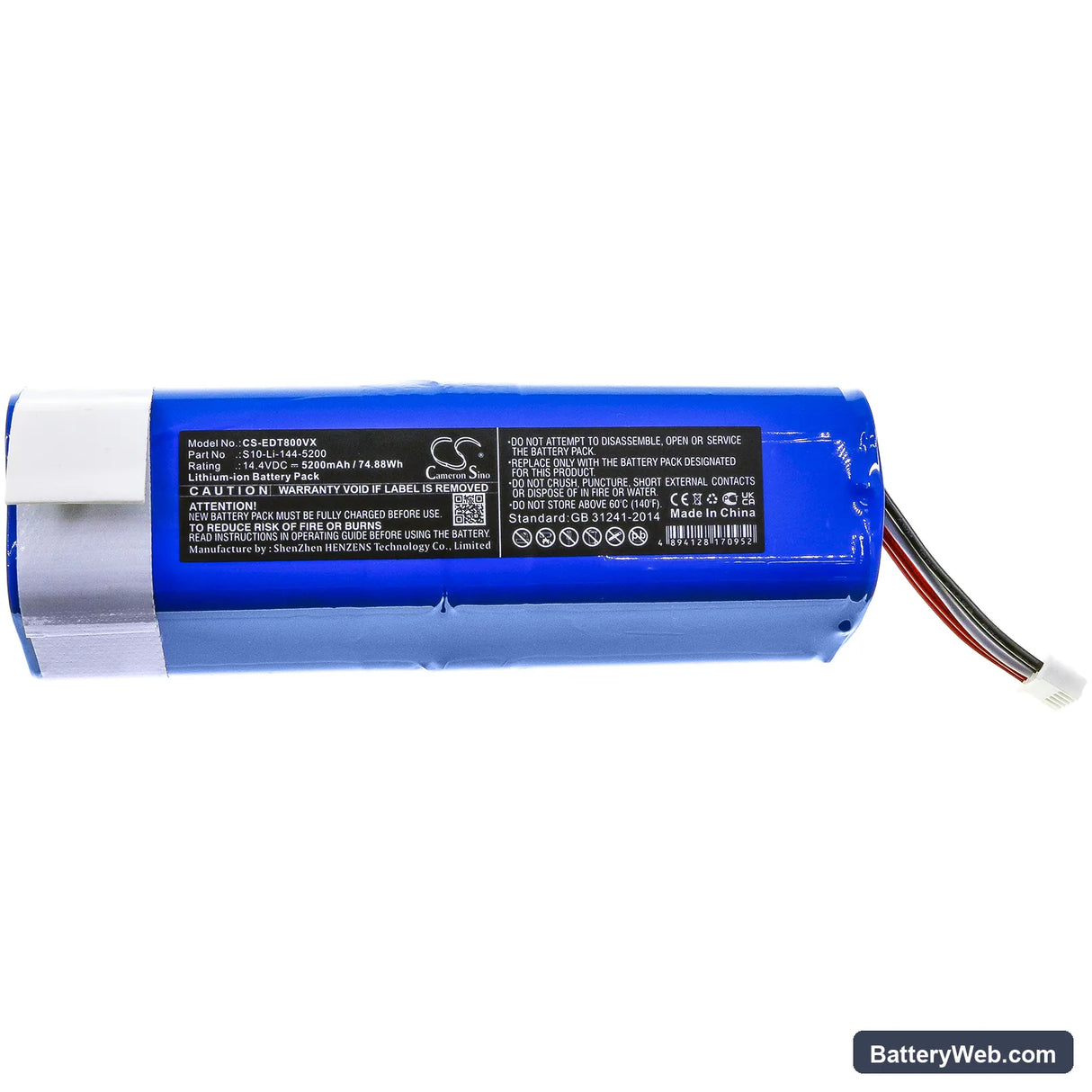 Yeedi Vac Robot Vacuum Replacement Battery, 14.4V, 5200mAh, Li-ion 3