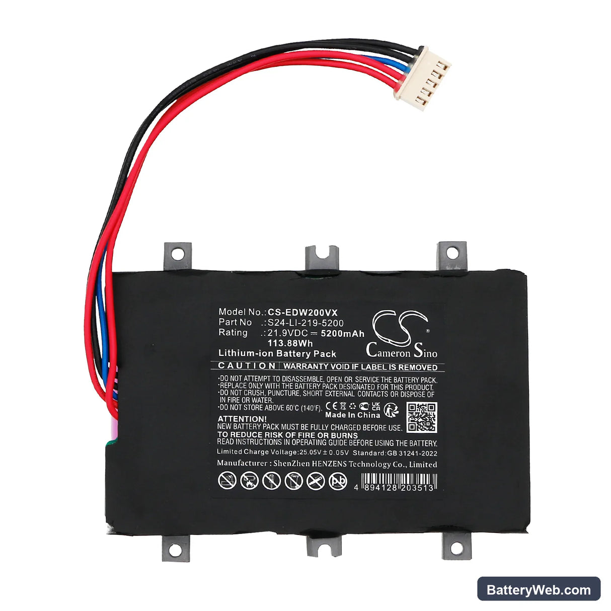 Ecovacs Winbot W2 Pro Replacement Battery, 21.9V, 5200mAh, Li-ion 5