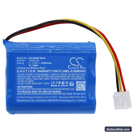 Ecovacs Winbot W733 Replacement Battery, 11.1V, 3350mAh, Li-ion 3