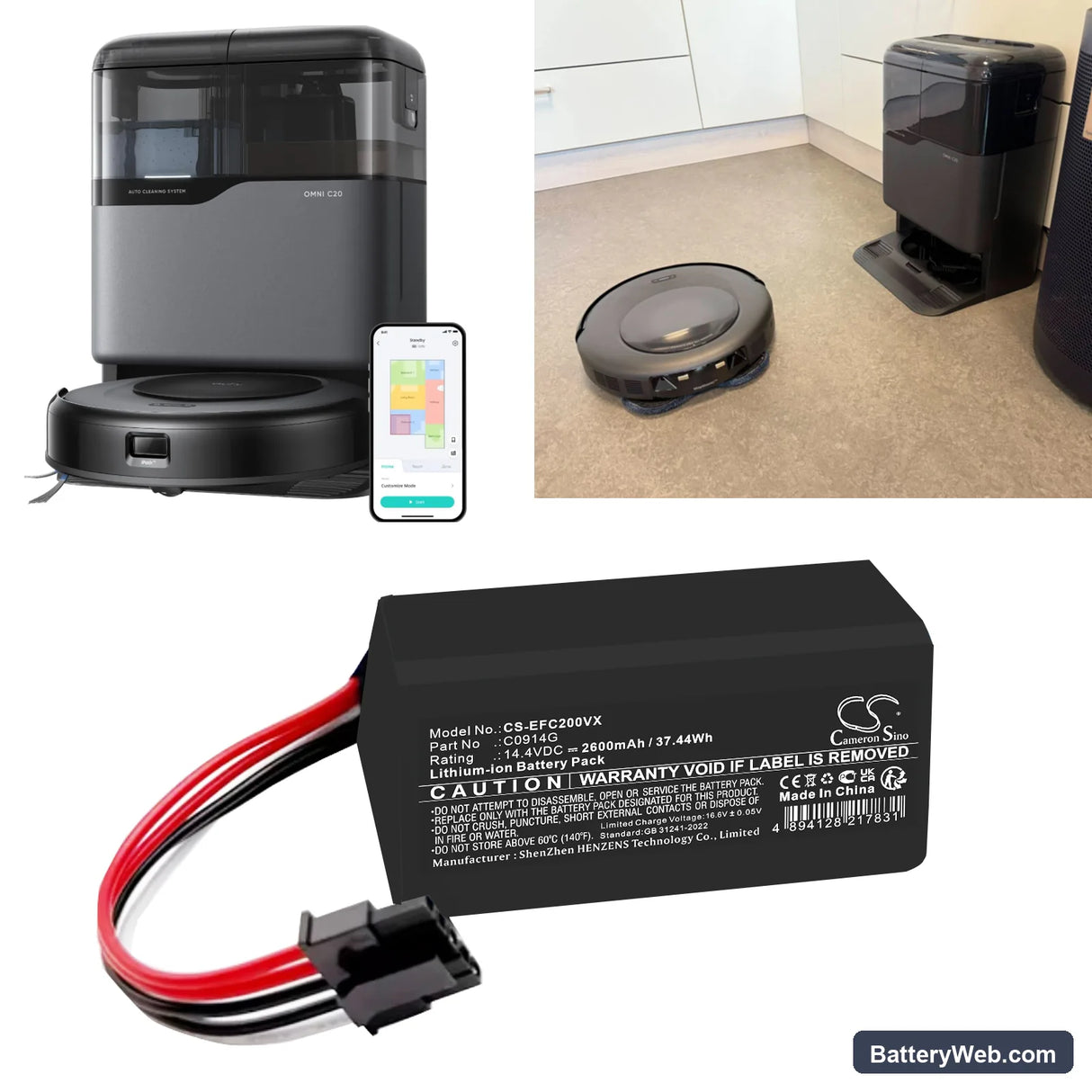 Eufy Omni C20 Replacement Battery, 14.4V, 2600mAh, Li-ion 1