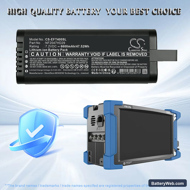 EXFO FTB-4 Replacement Battery, 7.2V, 6600mAh, Li-ion 1