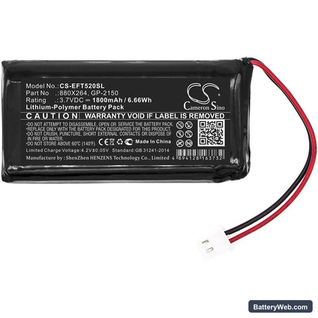 EXFO FOT-5200 Replacement Battery, 3.7V, 1800mAh, Li-Polymer 3